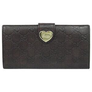 Gucci Guccissima Heart Continental Wallet Dark Brown 100 % Authentic